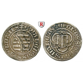 Sachsen, Kurfürstentum, Ernst, Albrecht, Wilhelm und Margaretha, Spitzgroschen 1475, ss