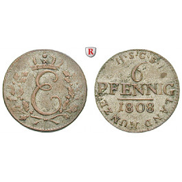 Sachsen, Sachsen-Coburg-Saalfeld, Ernst, 6 Pfennig 1808, ss