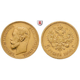 Russland, Nikolaus II., 5 Rubel 1900, 3,87 g fein, ss-vz