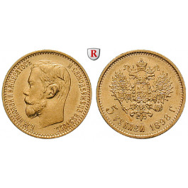 Russland, Nikolaus II., 5 Rubel 1898, 3,87 g fein, vz