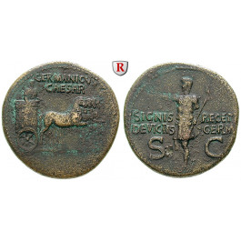 Römische Kaiserzeit, Germanicus, Dupondius 37-41 n.Chr., ss