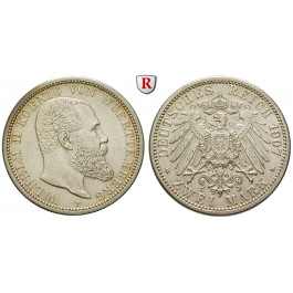Deutsches Kaiserreich, Württemberg, Wilhelm II., 2 Mark 1907, F, ss-vz/vz, J. 174