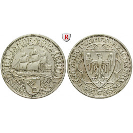 Weimarer Republik, 3 Reichsmark 1927, Bremerhaven, A, ss-vz/vz-st, J. 325