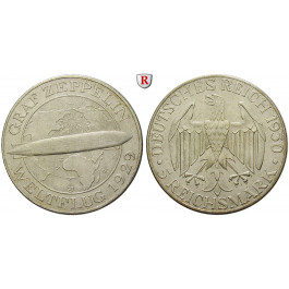 Weimarer Republik, 5 Reichsmark 1930, Zeppelin, J, f.vz, J. 343