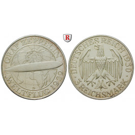 Weimarer Republik, 3 Reichsmark 1930, Zeppelin, D, PP, J. 342