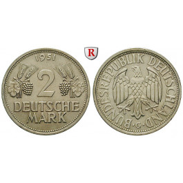 Bundesrepublik Deutschland, 2 DM 1951, G, vz-st, J. 386