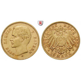 Deutsches Kaiserreich, Bayern, Otto, 10 Mark 1907, D, ss/vz, J. 201