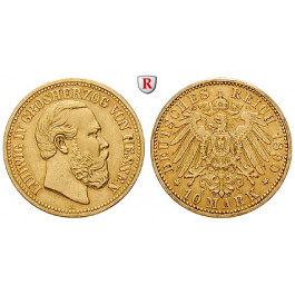 Deutsches Kaiserreich, Hessen, Ludwig IV., 10 Mark 1890, A, ss+, J. 220