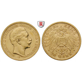Deutsches Kaiserreich, Preussen, Wilhelm II., 20 Mark 1905, J, ss+, J. 252