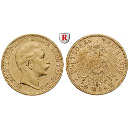 Deutsches Kaiserreich, Preussen, Wilhelm II., 20 Mark 1906, J, ss/ss-vz, J. 252