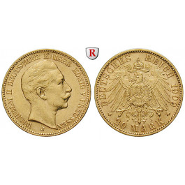 Deutsches Kaiserreich, Preussen, Wilhelm II., 20 Mark 1909, J, ss/f.vz, J. 252