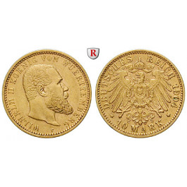 Deutsches Kaiserreich, Württemberg, Wilhelm II., 10 Mark 1904, F, ss-vz/vz, J. 295
