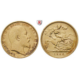 Australien, Edward VII., Half-Sovereign 1906, 3,66 g fein, ss