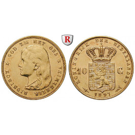 Niederlande, Königreich, Wilhelmina I., 10 Gulden 1897, 6,06 g fein, ss-vz/vz