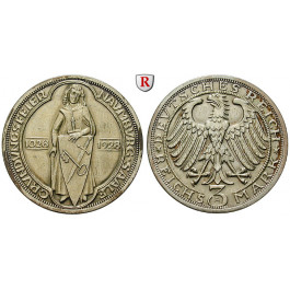 Weimarer Republik, 3 Reichsmark 1928, Naumburg, A, vz/vz-st, J. 333