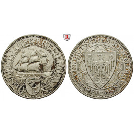 Weimarer Republik, 5 Reichsmark 1927, Bremerhaven, A, vz, J. 326