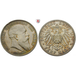 Deutsches Kaiserreich, Baden, Friedrich I., 5 Mark 1907, auf den Tod, G, ss-vz, J. 37