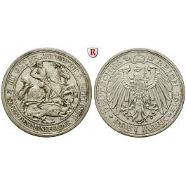 Deutsches Kaiserreich, Preussen, Wilhelm II., 3 Mark 1915, Mansfeld, A, f.vz/vz+, J. 115