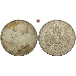 Deutsches Kaiserreich, Sachsen-Meiningen, Georg II., 5 Mark 1908, kurzer Bart, D, ss+, J. 153b