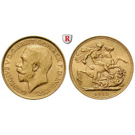 Grossbritannien, George V., Sovereign 1912, 7,32 g fein, vz