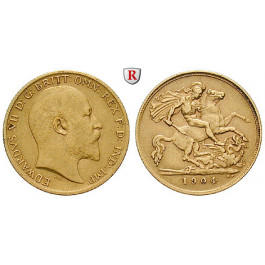 Grossbritannien, Edward VII., Half-Sovereign 1904, 3,66 g fein, ss