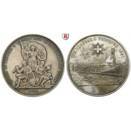 Schweiz, Eidgenossenschaft, 5 Franken 1881, ss-vz/vz