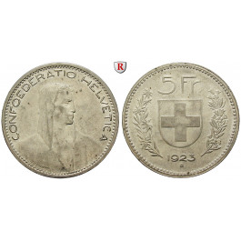 Schweiz, Eidgenossenschaft, 5 Franken 1923, ss-vz