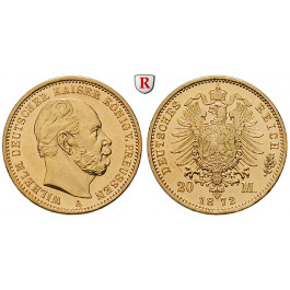 Deutsches Kaiserreich, Preussen, Wilhelm I., 20 Mark 1872, A, ss-vz/vz, J. 243