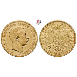 Deutsches Kaiserreich, Preussen, Wilhelm II., 10 Mark 1890, A, ss/ss-vz, J. 251