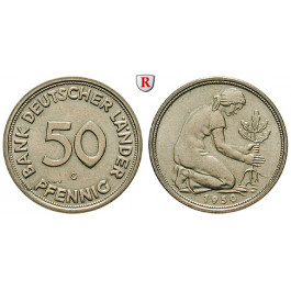 Bundesrepublik Deutschland, 50 Pfennig 1950, Bank Deutscher Länder, G, vz, J. 379