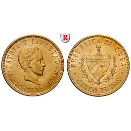 Kuba, 5 Pesos 1915, 7,52 g fein, f.vz