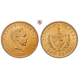 Kuba, 2 Pesos 1916, 3,01 g fein, vz/vz-st