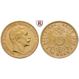 Deutsches Kaiserreich, Preussen, Wilhelm II., 20 Mark 1906, J, ss/ss-vz, J. 252