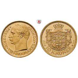 Dänemark, Frederik VIII., 10 Kroner 1908, 4,03 g fein, ss-vz/vz