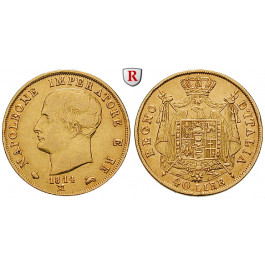 Italien, Königreich, Napoleon I., 40 Lire 1814, 11,61 g fein, ss+/ss-vz