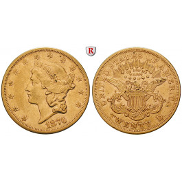 USA, 20 Dollars 1876, 30,09 g fein, ss