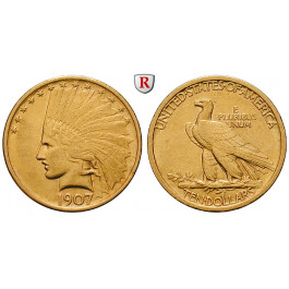 USA, 10 Dollars 1907, 15,05 g fein, ss+