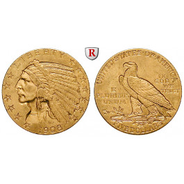 USA, 5 Dollars 1908, 7,52 g fein, vz