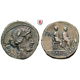 Römische Republik, M. Fannius und L. Critonius, Denar 86 v.Chr., vz/ss-vz