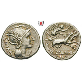 Römische Republik, L. Flaminius Chilo, Denar 109-108 v. Chr., ss+
