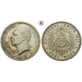 Deutsches Kaiserreich, Hessen, Ernst Ludwig, 3 Mark 1917, Regierungsjubiläum, A, PP, J. 77