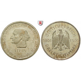 Weimarer Republik, 3 Reichsmark 1931, vom Stein, A, PP, J. 348