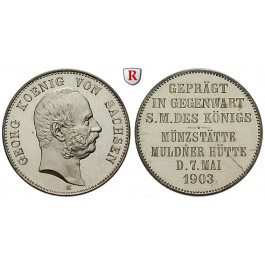 Deutsches Kaiserreich, Sachsen, Georg, Gedenkmünze in 2 Mark-Größe 1903, Münzbesuch, vz-st, J. 131