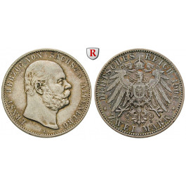 Deutsches Kaiserreich, Sachsen-Altenburg, Ernst, 2 Mark 1901, A, ss+, J. 142