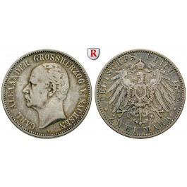 Deutsches Kaiserreich, Sachsen-Weimar-Eisenach, Carl Alexander, 2 Mark 1892, Zum 80. Geburtstag, A, ss, J. 156