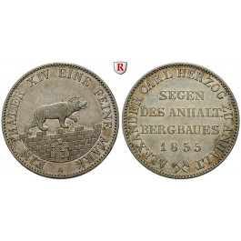 Anhalt, Anhalt-Bernburg, Alexander Carl, Ausbeutetaler 1855, ss-vz