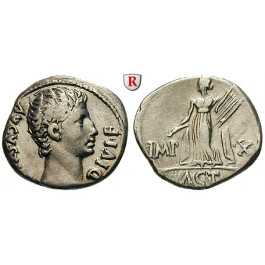 Römische Kaiserzeit, Augustus, Denar 15-13 v.Chr., ss-vz