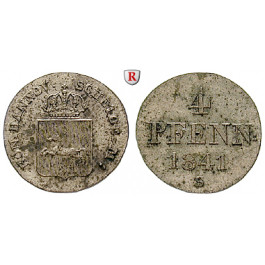 Braunschweig, Königreich Hannover, Ernst August, 4 Pfennig 1841, ss-vz