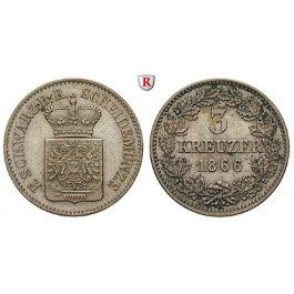 Schwarzburg, Rudolstadt, Friedrich Günther, 3 Kreuzer 1866, ss-vz