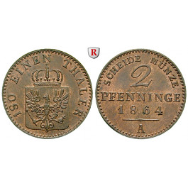 Brandenburg-Preussen, Königreich Preussen, Wilhelm I., Pfennig 1864, vz-st